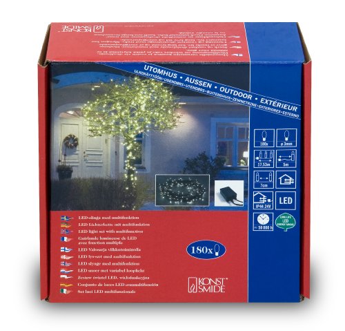 Konstsmide Micro LED Lichterkette 3632-110 für Außen IP44, 180 Dioden, 8 Funktionen