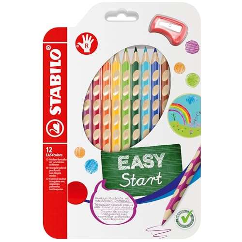 stabilo buntstifte ergonomisch für rechtshänder - easycolors 12er pack mit spitzer