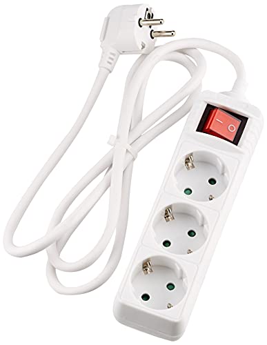 kopp steckdosenleiste 3-fach mit schalter 1,4m zuleitung arktis-weiß 16A 250V