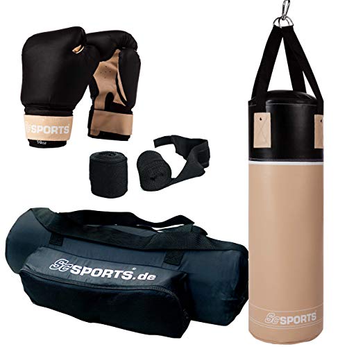Produktbild: scSPORTS boxsack set 12 kg gefüllt mit boxhandschuhen und bandagen für boxen mma