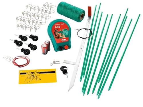 kerbl elektrozaun set b40 mit batteriegerät und batterien für kleintiere und garten