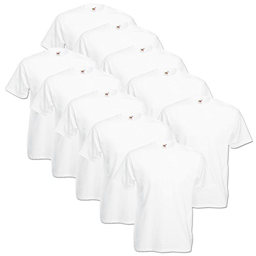 fruit of the loom t-shirt baumwolle weiß gr. l, unisex, basic shirt