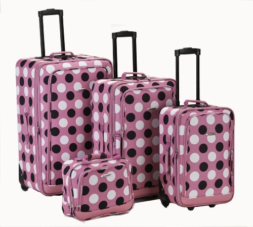 rockland escape gepäck-set 4-teilig pinke punkte 14/19/24/28 inch