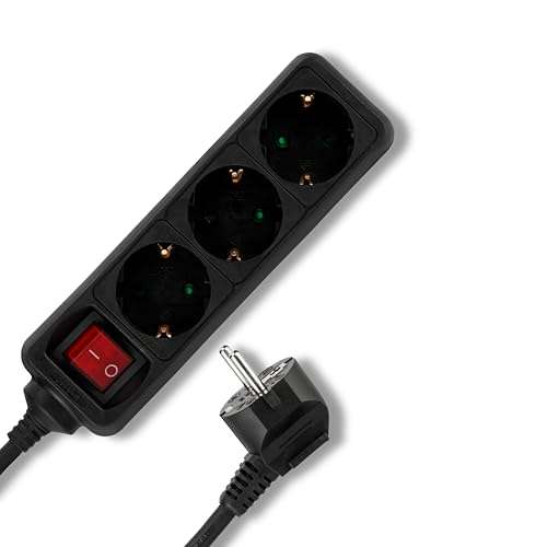 Produktbild: rev steckdosenleiste 3-fach mit beleuchtetem schalter 1,4m 3500w schwarz