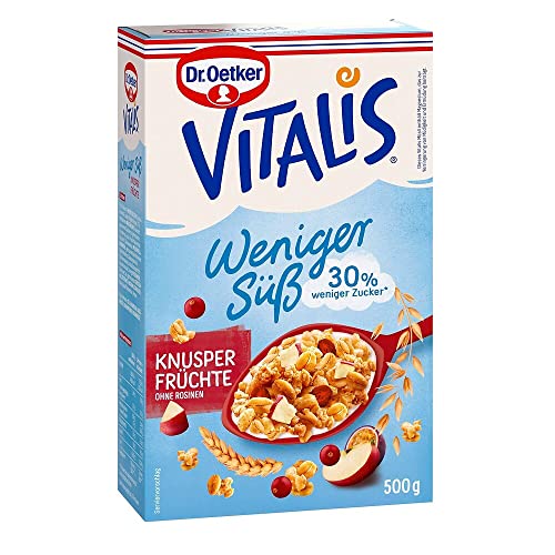 Dr. Oetker Vitalis Knuspermüsli weniger süß mit Cranberries, Apfel, 6 x 500g
