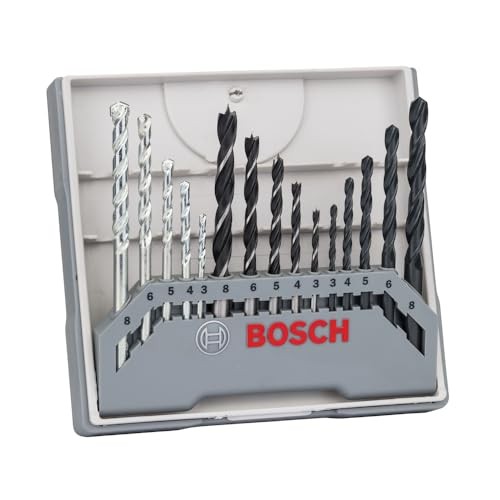 Bosch 15tlg. Bohrer-Set für Holz, Stein, Metall,  3-8 mm