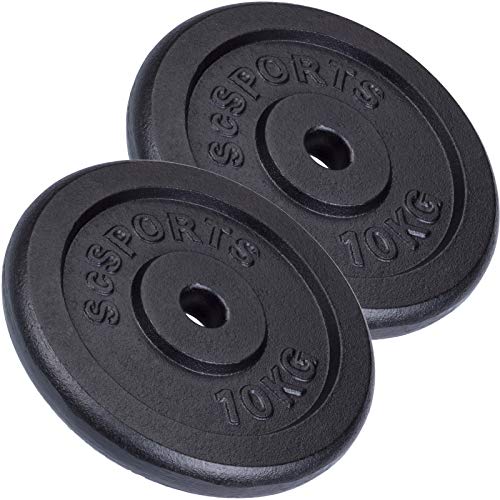 Produktbild: hantelscheiben 15/20/30/40/60kg set scsports, gusseisen schwarz, 30/31mm bohrung