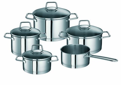 Schulte-Ufer Topfset 5-teilig, edelstahl, für alle herdarten, glasdeckel, induktion