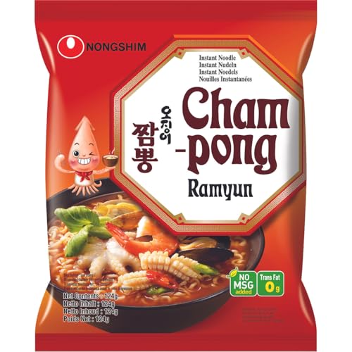 nong shim instantnudeln cham-pong ramen, koreanische seafood suppe, 20er pack 124g