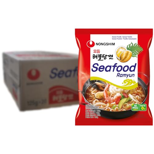 Nong Shim Instantnudeln Seafood Ramen 20er Pack, 125g, schnelle Zubereitung