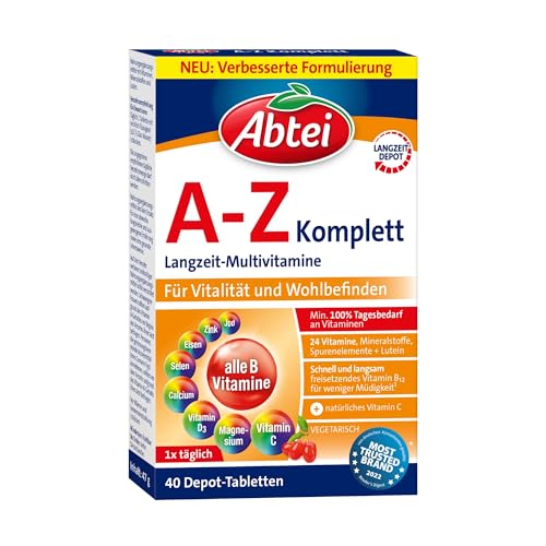 abtei langzeit-multivitamine hochdosiert, 24 vitamine und mineralstoffe, 40 depot-tabletten