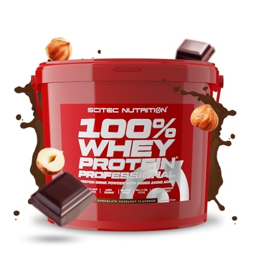 scitec nutrition whey protein 100% - mit aminosaüren und verdauungsenzymen, 5 kg, schokolade-haselnuß