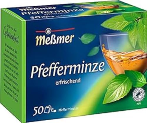 Pfefferminztee Meßmer, 50 teebeutel, vegan, glutenfrei, laktosefrei