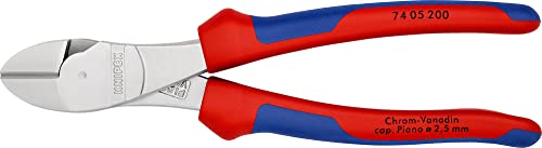 knipex kraft-seitenschneider 200 mm mit comfort-griffen, verchromt - zangenschlüssel 180 mm