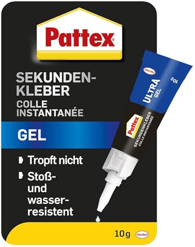 Pattex sekundenkleber ultra gel, flexibler superkleber für gummi, leder, holz 10g