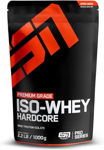 esn isowhey hardcore proteinpulver vanille 1 kg, bis zu 26 g protein pro portion