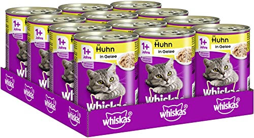 whiskas katzenfutter nassfutter adult 1+ huhn in gelee 12 x 400g spar-abo