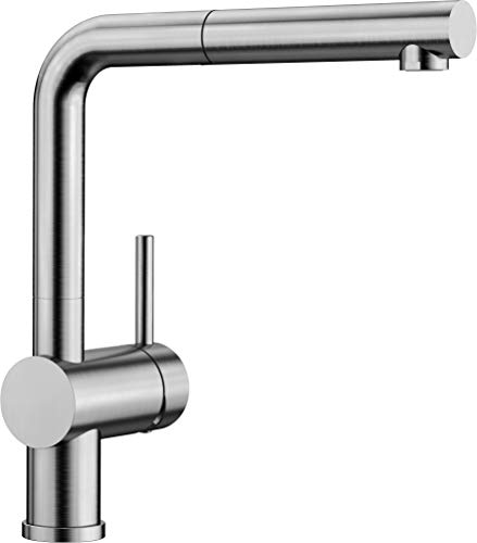 blanco linus-s küchenarmatur edelstahl hochdruck mit herausziehbarem schlauch