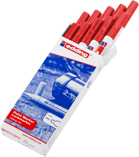 Edding 751 marker rot 10er pack, permanent marker für verschiedene oberflächen