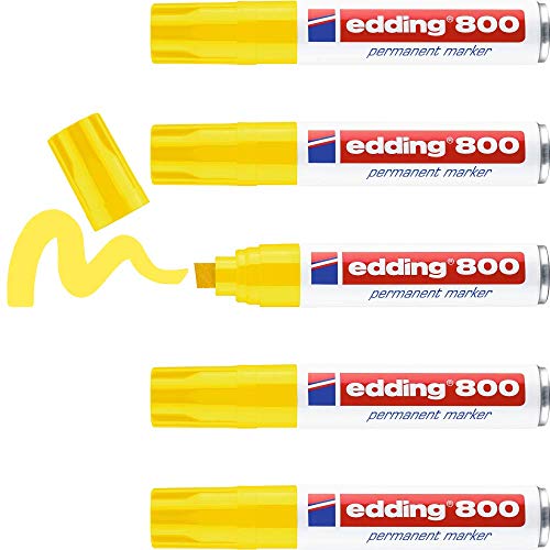 edding 800 permanentmarker gelb 5 stifte keil-spitze 4-12 mm wasserfest wischfest