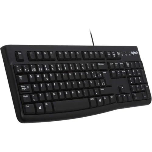 logitech k120 kabelgebundene tastatur qwerty spanisch usb spritzwassergeschützt schwarz