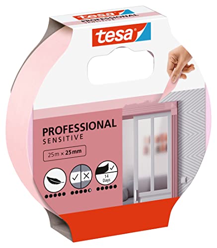 tesa malerband tapeten, dünnes abdeckband für empfindliche oberflächen, 25 m x 25 mm