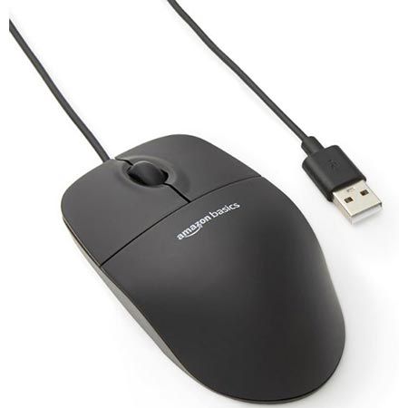 amazon basics optische kabel-maus mit 3 tasten, 4,49 euro statt 9 euro