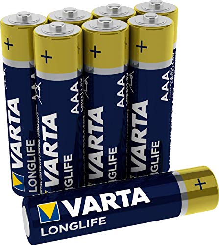 varta aaa batterien, 8 stück, alkaline 1,5v, longlife, ideal für fernbedienungen, radios