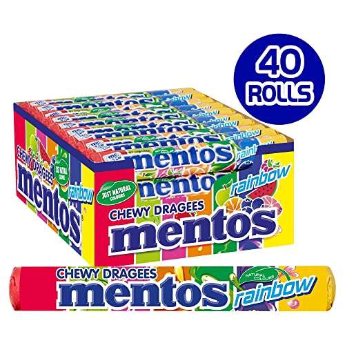 mentos roll mints 38 g, 40er pack, frische kaugummis für unterwegs