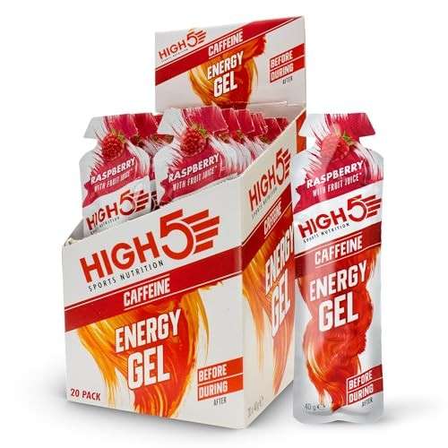 HIGH5 Energy Gel Himbeere mit Koffein, 20 x 40g