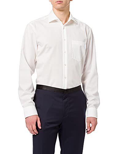 seidensticker herren bügelfreies business-hemd langarm regular fit 100% baumwolle kent-kragen