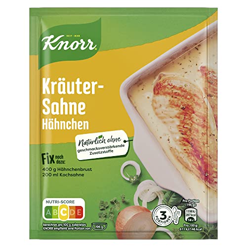 Knorr Fix Kräuter-Sahne Hähnchen, Würzmischung für Ofengerichte, 3 Portionen, natürliche Zutaten