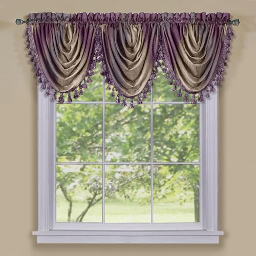 ombre wasserfall-volant 46 x 40 cm aubergine achim home furnishings