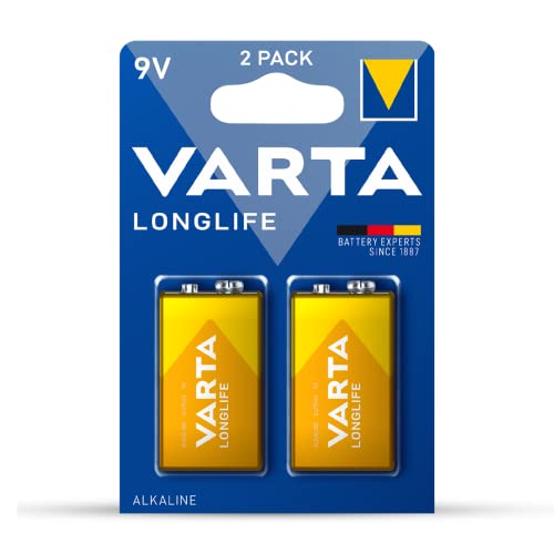 VARTA 9V Blockbatterien, 2 Stück, Alkaline, Longlife, Vorratspack