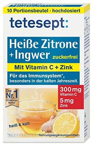 tetesept heiße zitrone ingwer instant pulver zuckerfrei zink vitamin c 10 beutel