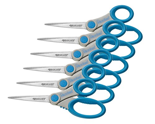 westcott schere 21 cm microban softgrip rostfrei grau/blau 6 stück
