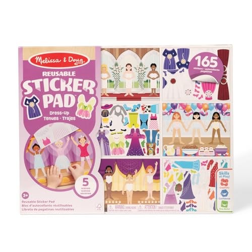 Wiederverwendbares Stickerbuch Verkleidung mit 5 Hintergründen & 165 Stickern, ab 3 J