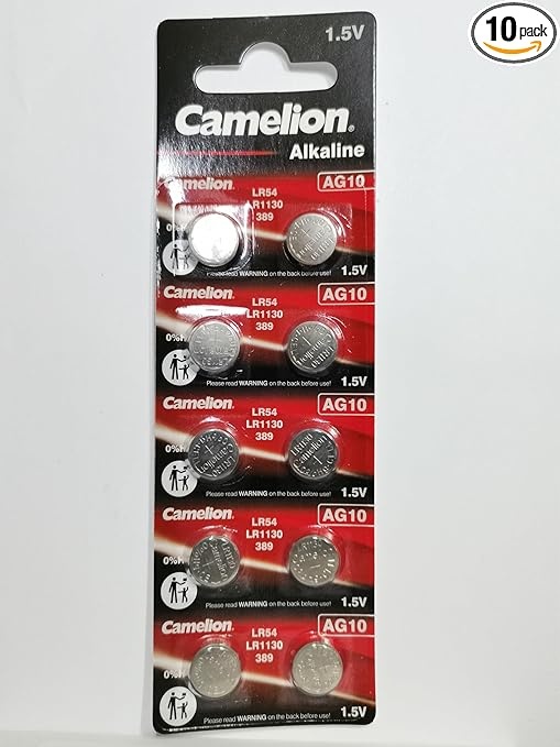 10 Camelion AG10 / LR54 / 189/389 / LR1130 Alkaline Knopfzellen 10er Pack