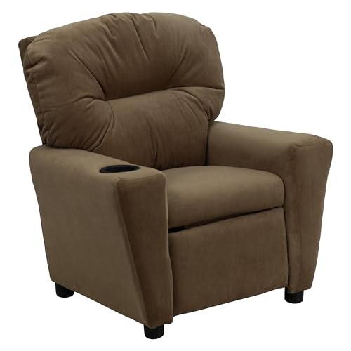 lehnsessel kinder von flash furniture, modern mit becherhalter, braune mikrofaser