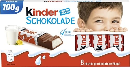 Kinder Schokolade 100g | 8 Einzelriegel  12,5g Vollmilchschokolade