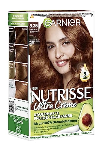 garnier nutrisse haarfarbe 5.35 goldenes rehbraun mit fruchtölen, 8 wochen halt