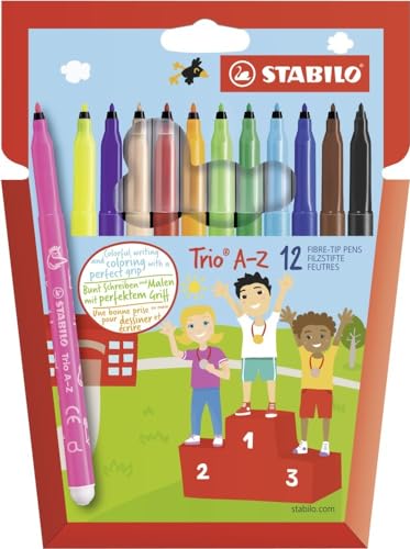 stabilo filzstift trio a-z 12er pack, ideal für kinder und erwachsene