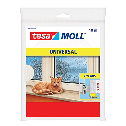 tesa Dichtungsband Schaumstoff 10 m x 9 mm x 5,5 mm selbstklebend Weiß