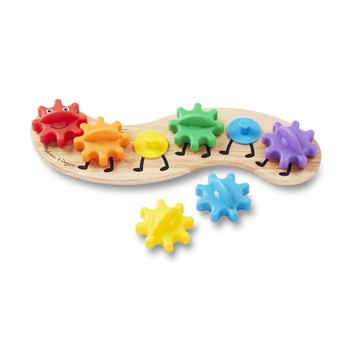 zahnrad spielzeug von melissa & doug, 7-teilig, holz motorikspielzeug, ab 18 monaten