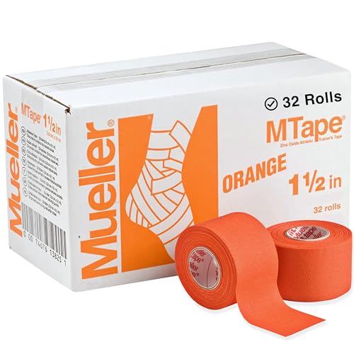 Mueller MTape Sportband, 3,8 cm x 9,1 m, 32 Rollen, Zickzackmuster, Orange/Abendrot