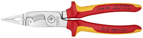 knipex elektro-installationszange vde mit kabelschneider abisolierer crimpen 13 86 200