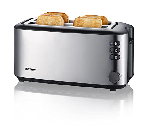 severin langschlitztoaster mit brötchenaufsatz, 1400 w, edelstahl, at 2509