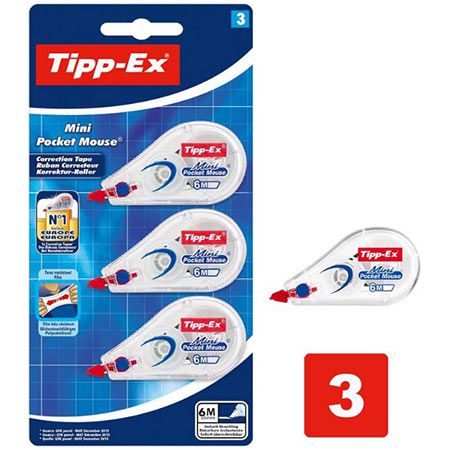 Tipp-Ex Korrekturroller Mini Pocket Mouse 3er Pack 6m x 5mm für 5,92