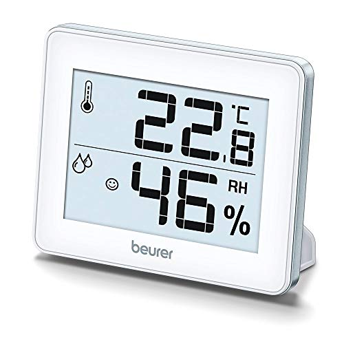 beurer HM 16 thermo-hygrometer, raumklima messgerät, temperatur- und luftfeuchtigkeitsanzeige, silber, 99 x 81 x 11 mm