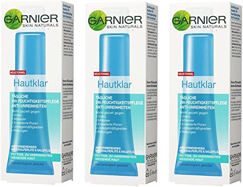 garnier hautklar feuchtigkeitspflege gesicht anti-unreinheiten 3er pack 40 ml